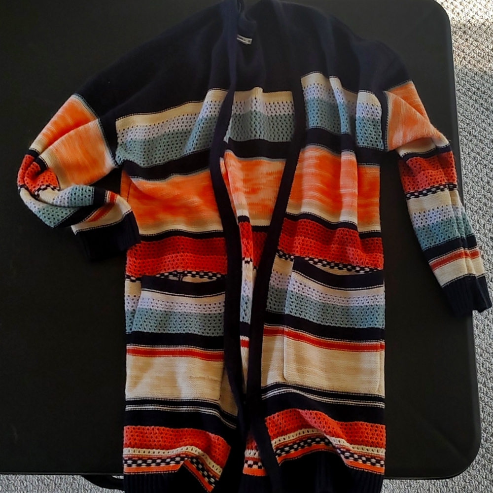 Multicolored cardigan with pockets